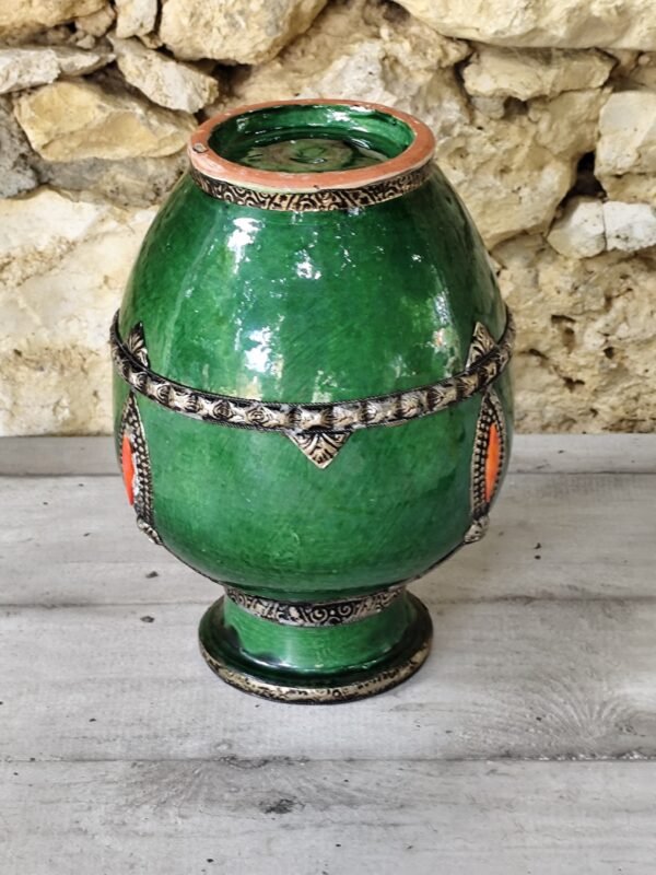 Grand vase marocain en céramique de couleur verte – Image 9