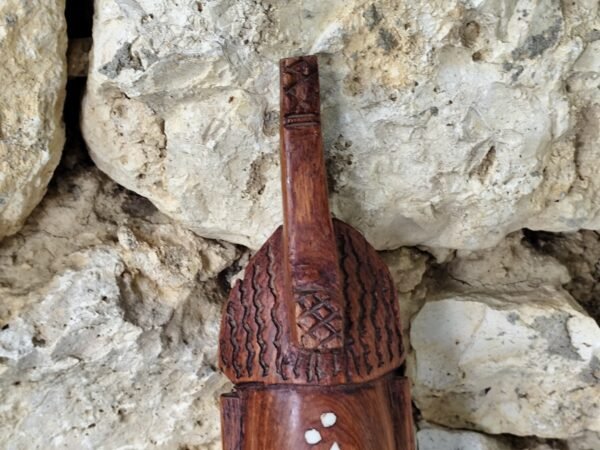 masque africain en bois, vintage Africain Bois Sculpté Tribal Masque Art Populaire Maison Mur Décor Marron Traditionnel Ethnique Tribal Art – Image 2