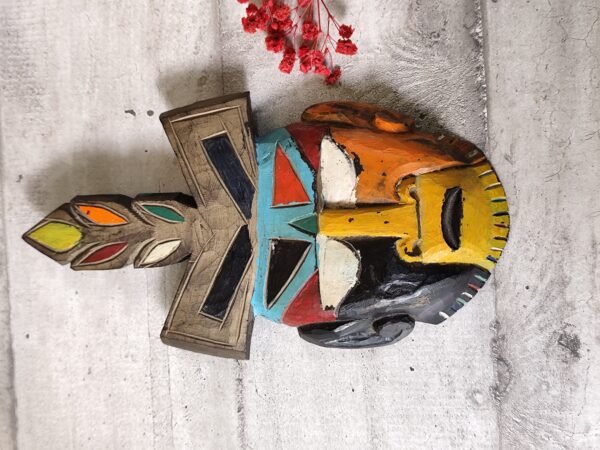 Masque Tiki en bois de Cancun Mexique – Image 3