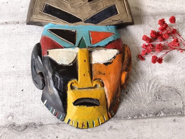 Masque Tiki en bois de Cancun Mexique – Image 2
