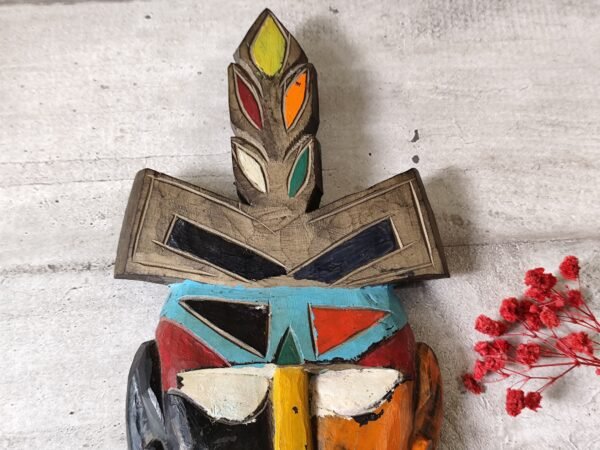 Masque Tiki en bois de Cancun Mexique – Image 4
