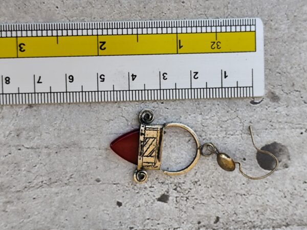 Boucles d'oreilles touareg en argent ingal, bijoux touaregs, boucles d'oreilles en verre rouge – Image 7