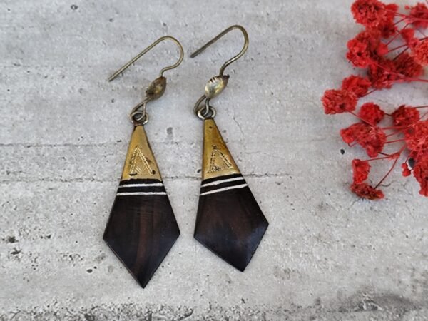 Bijou touareg ethnique boucle d'oreille ethnique en bois d'ébène du niger