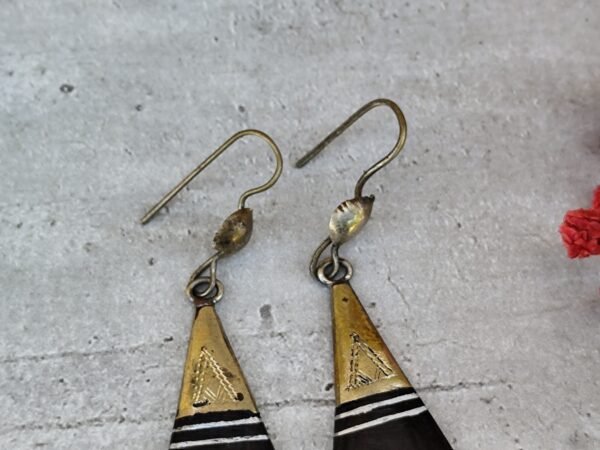 Bijou touareg ethnique boucle d'oreille ethnique en bois d'ébène du niger – Image 4