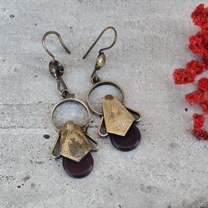 Boucles d'oreilles touareg en argent ingal, bijoux touaregs, boucles d'oreilles en verre violet