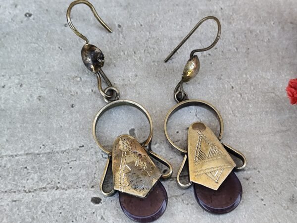Boucles d'oreilles touareg en argent ingal, bijoux touaregs, boucles d'oreilles en verre violet – Image 3