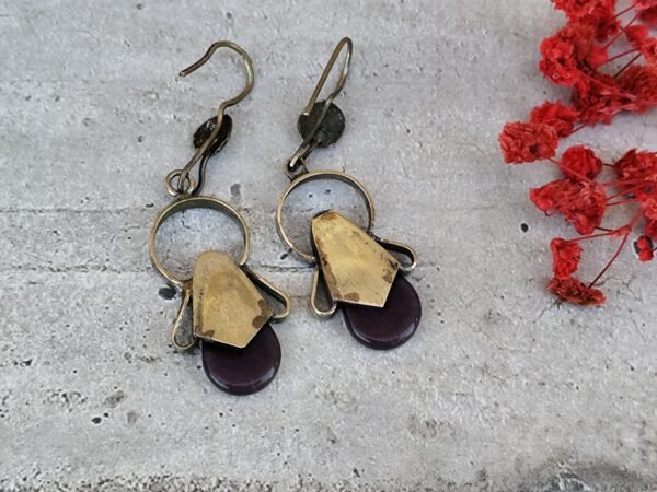 Boucles d'oreilles touareg en argent ingal, bijoux touaregs, boucles d'oreilles en verre violet – Image 4