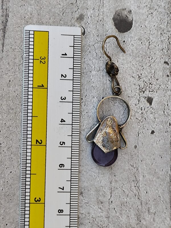 Boucles d'oreilles touareg en argent ingal, bijoux touaregs, boucles d'oreilles en verre violet – Image 5