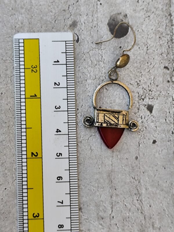Boucles d'oreilles touareg en argent ingal, bijoux touaregs, boucles d'oreilles en verre rouge – Image 5