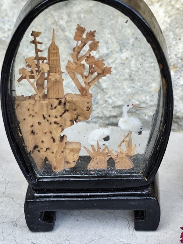 Diorama chinois grue en liege vintage – Image 6