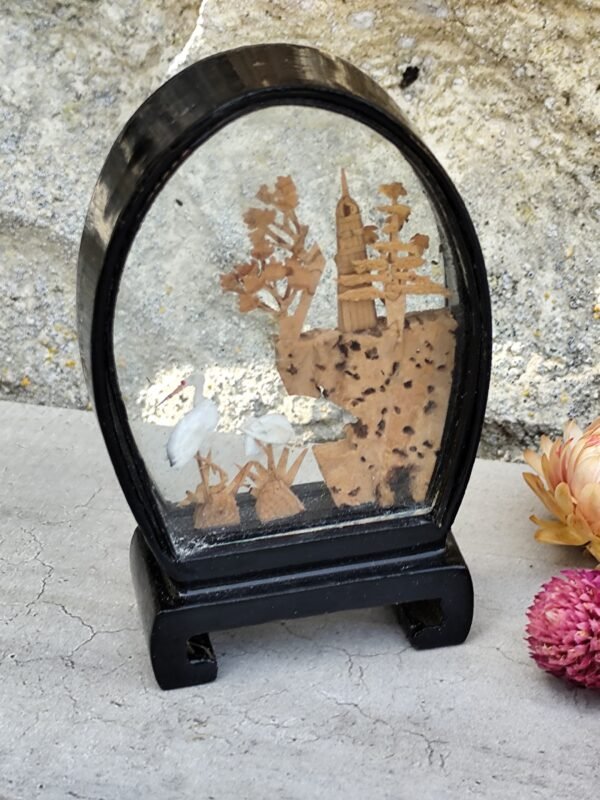 Diorama chinois grue en liege vintage – Image 8