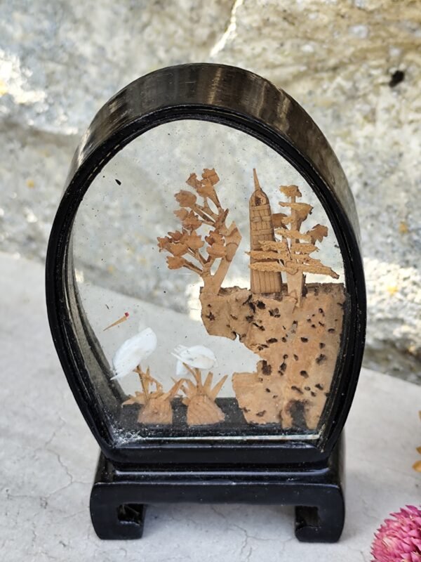 Diorama chinois grue en liege vintage – Image 10
