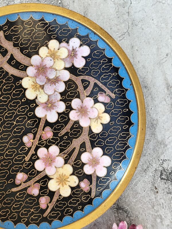 Coupelle en émaux cloisonnés,coupelle asiatique en émail fleurs de cerisiers – Image 3