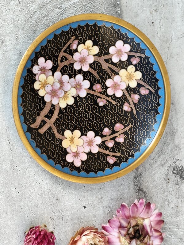 Coupelle en émaux cloisonnés,coupelle asiatique en émail fleurs de cerisiers – Image 5