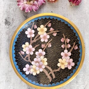 Coupelle en émaux cloisonnés,coupelle asiatique en émail fleurs de cerisiers