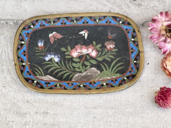 Petit plateau asiatique en cloisonné, plateau asiatique en emaux