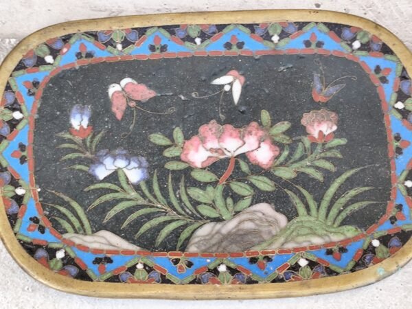 Petit plateau asiatique en cloisonné, plateau asiatique en emaux – Image 2