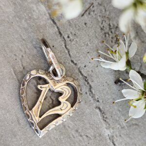 Pendentif cœur en argent • Numéro 13 porte‑bonheur • Bijou vintage symbolique