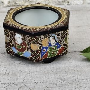 Petit pot japonais ancien en céramique – Made in Japan – Décor peint à la main