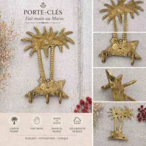 Patère Palmier en Laiton – Artisanat du Maroc
