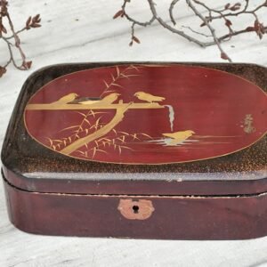 Boîte Japonaise Laquée – Oiseaux & Bambous Dorés Artisanat traditionnel – Japon