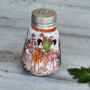 Salière japonaise vintage – Geisha & jardin peint à la main