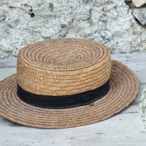 Ancien chapeau canotier en paille – Taille 57 – vintage