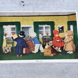 Carte Postale Vintage Néerlandaise – “Op Reis” – 1930