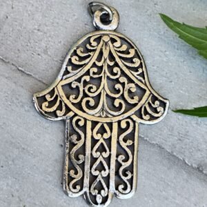 Pendentif Main de Fatma filigrane – Hamsa protectrice argentée – Amulette porte‑bonheur, bijou spirituel