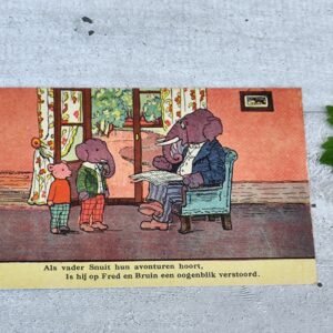 Carte illustrée vintage – Bruntjes Beer & Vader Snuit – Série Algemeen Handelsblad – Pays-Bas – Années 1930