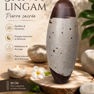 Lingam sacré 20 cm – Pierre de la Narmada – Énergie spirituelle & harmonisation – MondeZen