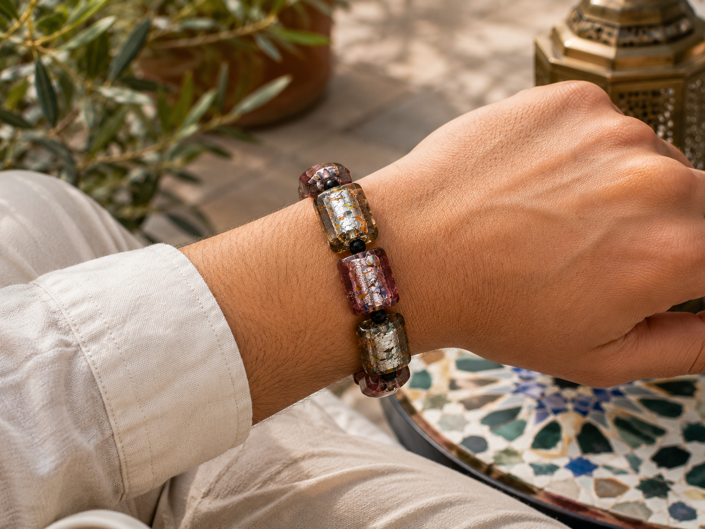 Bracelet en perles de verre artisanal – Bijou zen et élégant – Image 3